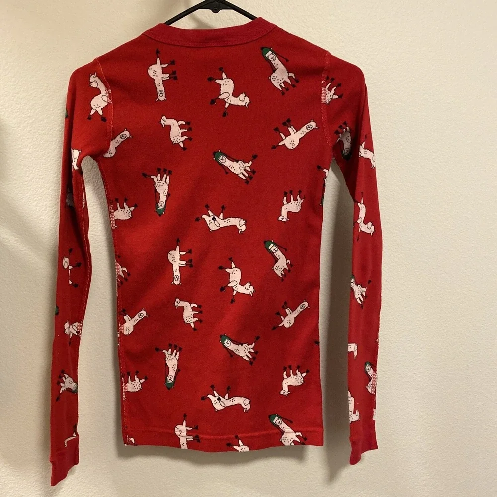 Hanna andersson 160 Pajama Top‎ Red Leaping Llamas Size 14 Holiday